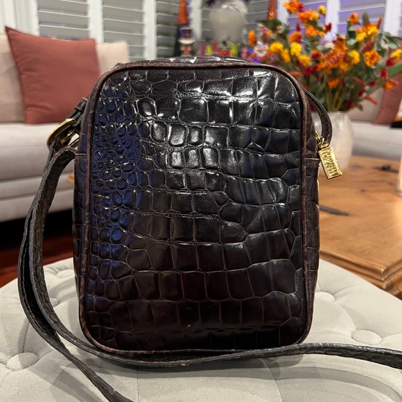 Enzo Angiolini Vintage Croc Embossed Distressed Genuine Leather Crossbody - Picture 14 of 17